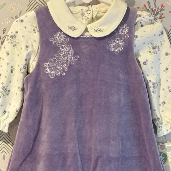 90s Little Me Lavender Peter Pan Collar Embroidered  Jumper Floral Blouse NWT - Picture 4 of 13